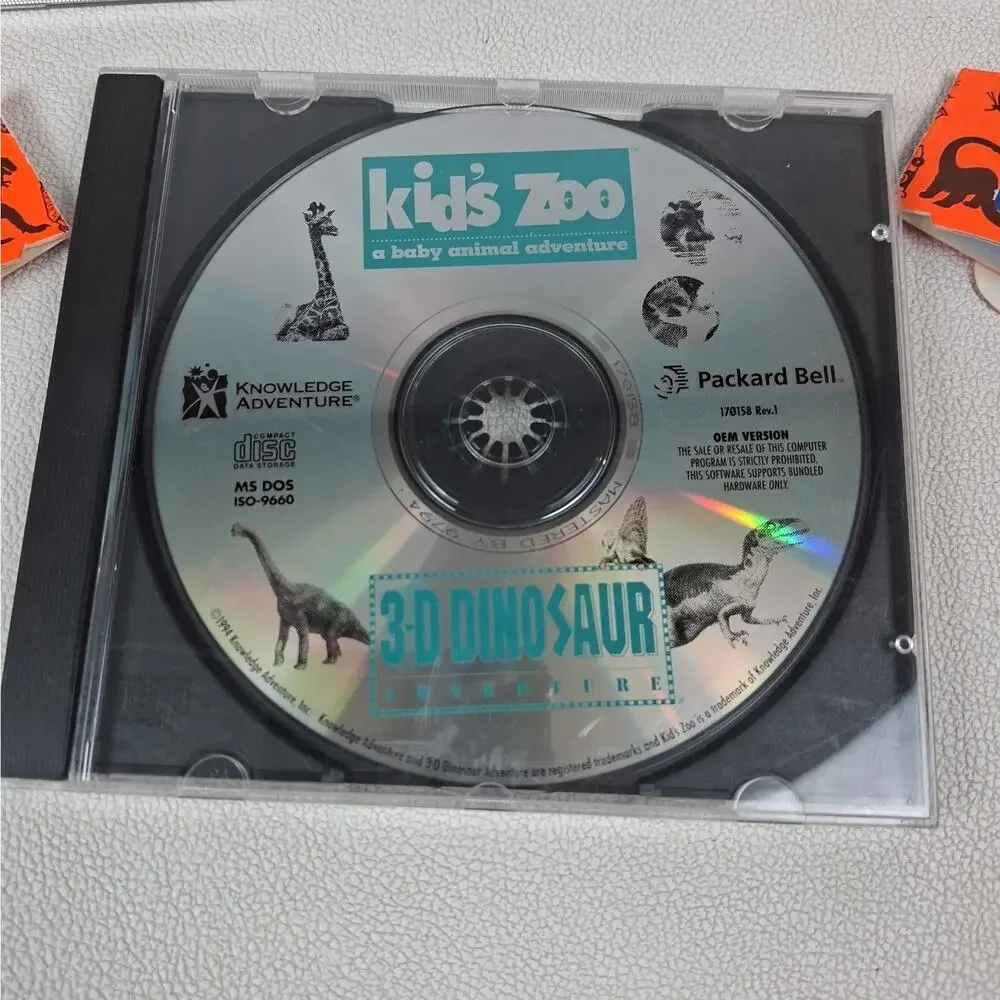 Vtg Packard Bell CD-ROM Game Lot 3-D Body Dinosaur Kids Zoo Space 3D Glasses